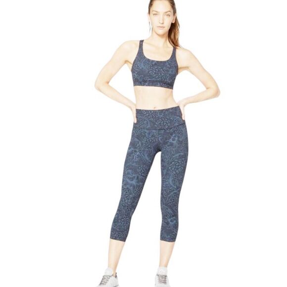 Lululemon Wunder Under Crop Hi-Rise 21" Nouveau Mach Blue Black Size 6 W6AI3S - Picture 3 of 12